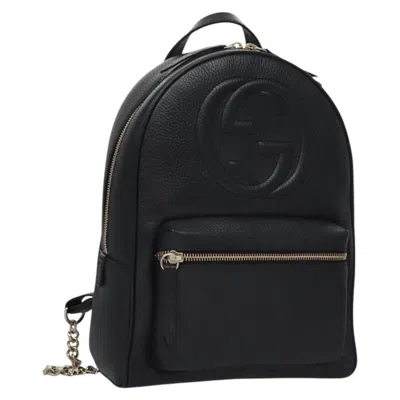 Pre-owned Gucci Soho Chain Backpack Leather Gold Leather Backpack Bag ()