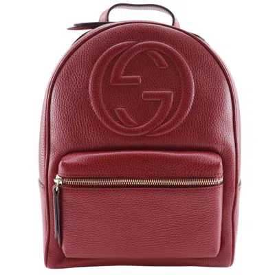Pre-owned Gucci Soho Chain Backpack Leather Red Leather Backpack Bag ()