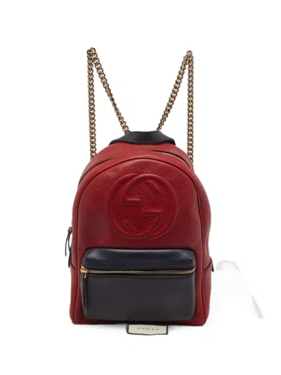 Pre-owned Gucci Soho Chain Backpack In Red