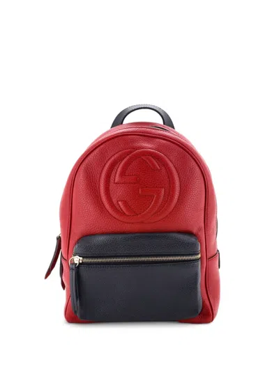 Pre-owned Gucci Soho Chain Leather Backpack In Blue