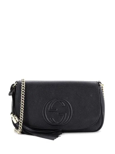 Pre-owned Gucci Soho Chain Leather Medium Crossbody Bag In Black