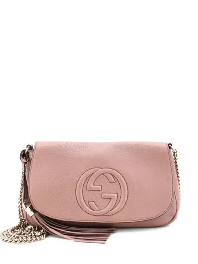 Pre-owned Gucci Soho Chain Leather Medium Crossbody Bag In Pink