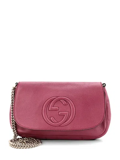 Pre-owned Gucci Soho Chain Leather Medium Crossbody Bag In Pink