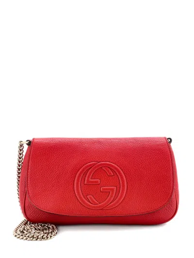 Pre-owned Gucci Soho Chain Leather Medium Crossbody Bag In Red