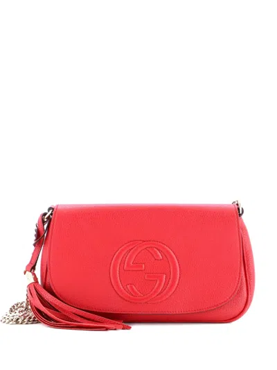 Pre-owned Gucci Soho Chain Leather Medium Crossbody Bag In Red