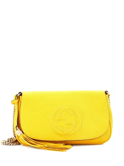 Pre-owned Gucci Soho Chain Leather Medium Crossbody Bag In Yellow