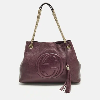Pre-owned Gucci Soho Chain Medium Purple Leather Shoulder Bag