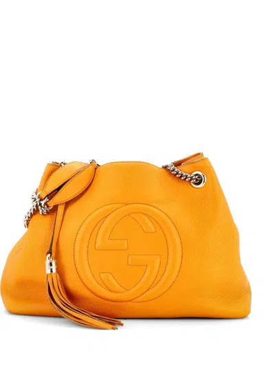Pre-owned Gucci Soho Chain Strap Leather Medium Shoulder Bag In Orange