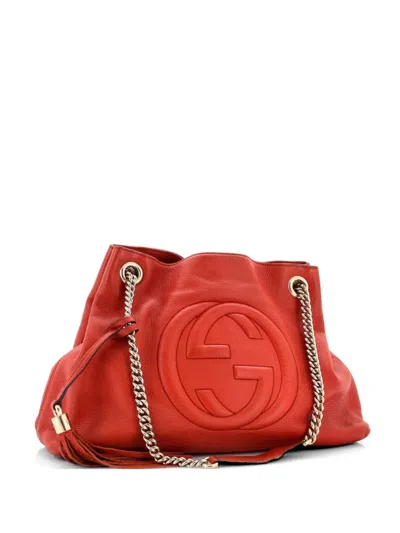 Pre-owned Gucci Soho Chain Strap Leather Medium Shoulder Bag In Red