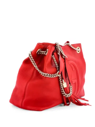 Pre-owned Gucci Soho Chain Strap Leather Medium Shoulder Bag In Red