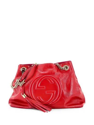 Pre-owned Gucci Soho Chain Strap Shoulder Bag Patent Medium Tote Bag In Red