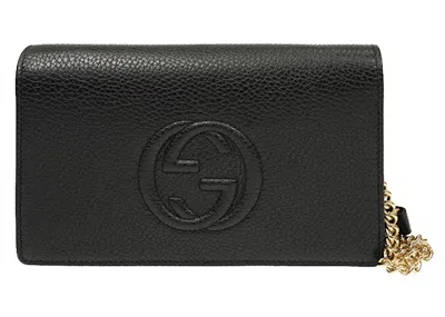 Pre-owned Gucci Soho Chain Wallet Bag In Black