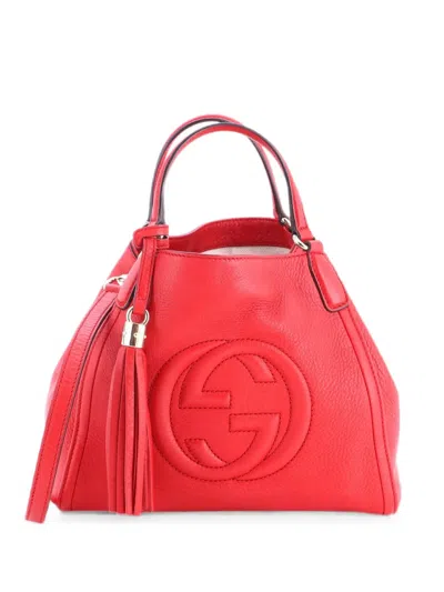 Pre-owned Gucci Soho Convertible Leather Small Shoulder Bag In Red