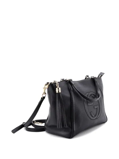 Pre-owned Gucci Soho Convertible Top Handle Bag Leather Small Satchel In Black