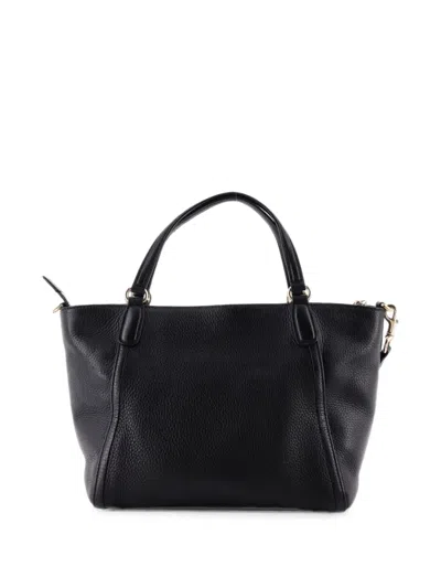 Pre-owned Gucci Soho Convertible Top Handle Bag Leather Small Satchel In Black