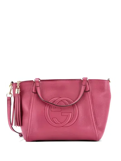Pre-owned Gucci Soho Convertible Top Handle Bag Leather Small Satchel In Pink