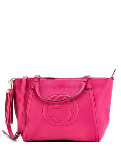 Pre-owned Gucci Soho Convertible Top Handle Bag Leather Small Satchel In Pink