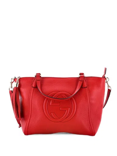 Pre-owned Gucci Soho Convertible Top Handle Bag Leather Small Satchel In Red