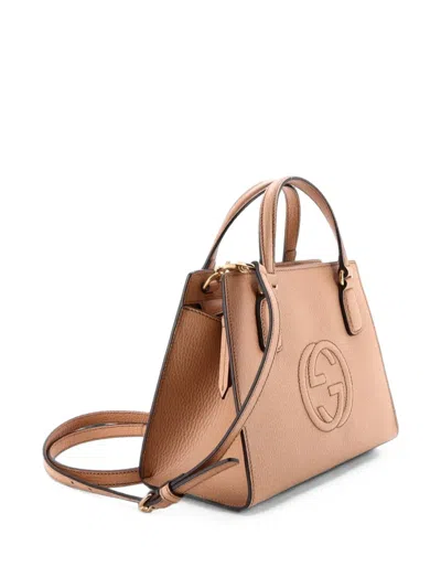 Pre-owned Gucci Soho Convertible Top Handle Leather Small Satchel In Neutrals