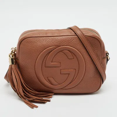 Pre-owned Gucci Soho Disco Brown Leather Camera Crossbody Bag