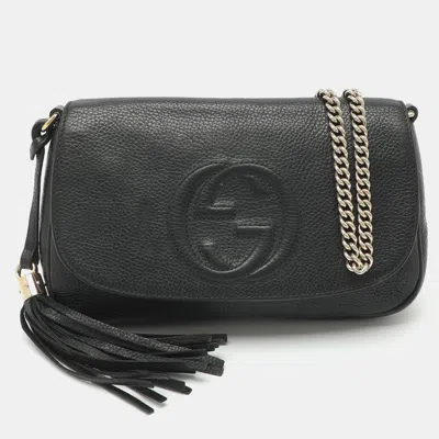 Pre-owned Gucci Soho Disco Flap Black Leather Shoulder Bag