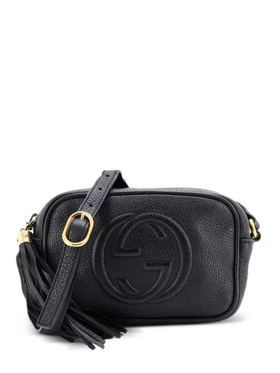 Pre-owned Gucci Soho Disco Leather Mini Crossbody Bag In Black