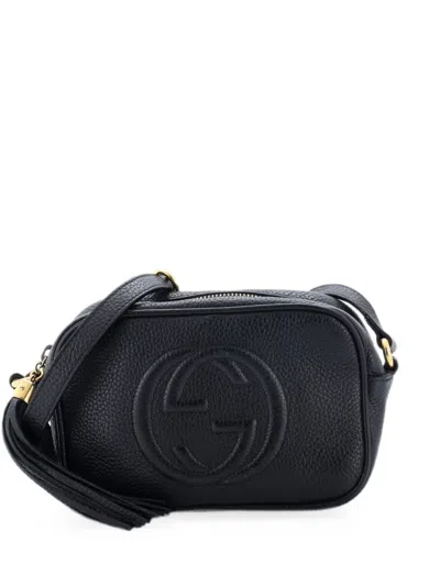 Pre-owned Gucci Soho Disco Leather Mini Crossbody Bag In Black
