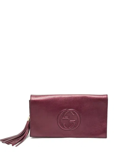 Pre-owned Gucci Soho Disco Logo-embossed Leather Clutch Bag