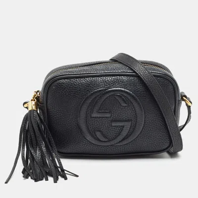 Pre-owned Gucci Soho Disco Mini Black Leather Shoulder Bag