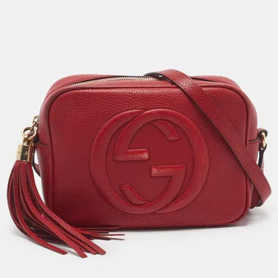Pre-owned Gucci Soho Disco Red Leather Camera Crossbody Bag