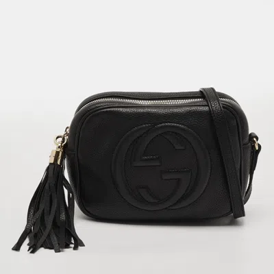 Pre-owned Gucci Soho Disco Small Black Leather Crossbody Bag