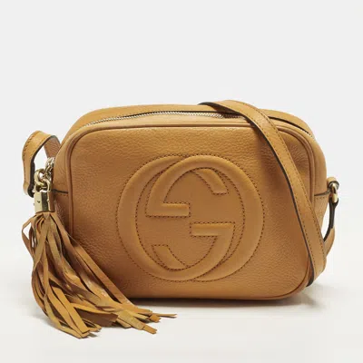Pre-owned Gucci Soho Disco Small Orange Leather Camera Bag