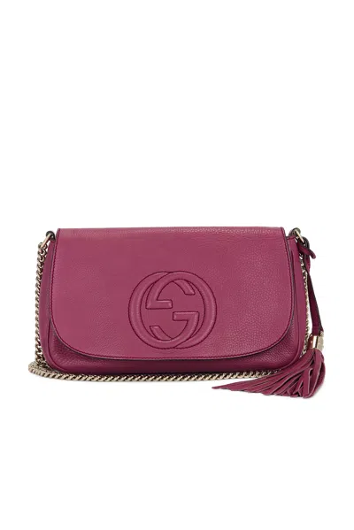 Pre-owned Gucci Soho Flap Crossbody Bag In Pink