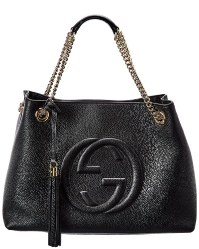 Gucci Soho Gg Leather Tote In Black