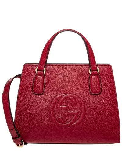 Gucci Soho Gg Small Leather Tote In Red