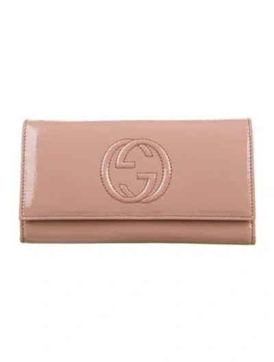 Pre-owned Gucci Soho Interlocking G Logo Wallet In Neutral