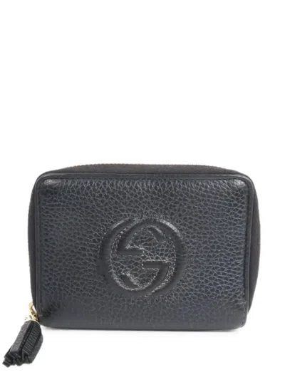 Pre-owned Gucci Soho Interlocking G Wallet In Black