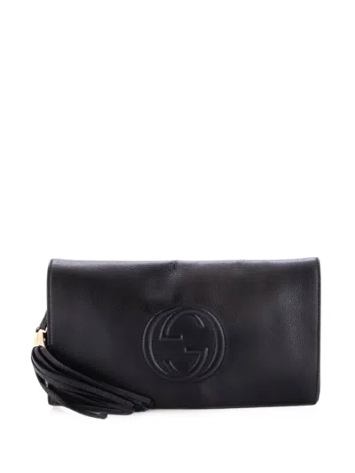 Pre-owned Gucci Soho Leather Clutch Bag In Black