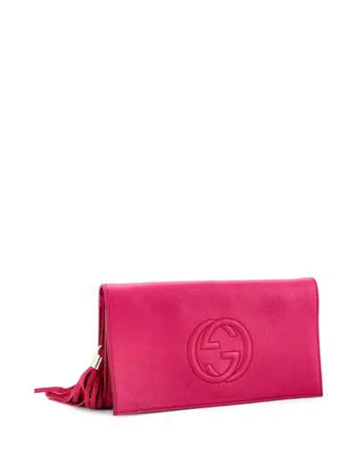 Pre-owned Gucci Soho Leather Clutch Bag In Pink
