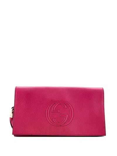 Pre-owned Gucci Soho Leather Clutch Bag In Pink