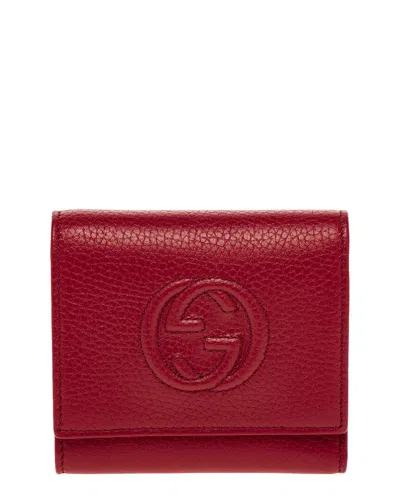 Gucci Soho Leather French Wallet In Red