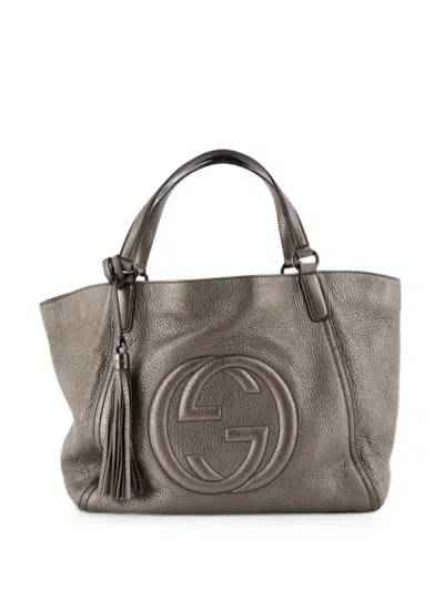 Pre-owned Gucci Soho Leather Medium Shoulder Bag In Grey