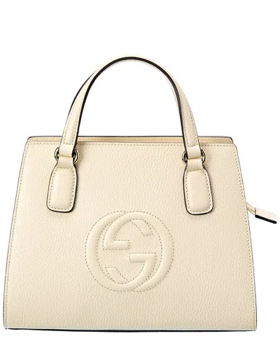 Gucci Soho Leather Tote In White
