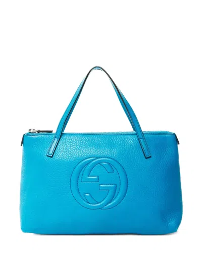 Pre-owned Gucci Soho Logo Handbag In Blue