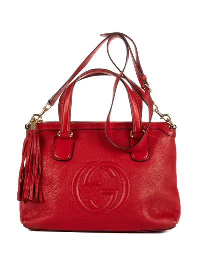 Pre-owned Gucci Soho Medium Grained Leather Tote Bag In Red