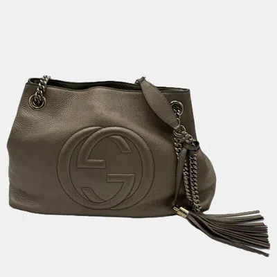 Pre-owned Gucci Soho Medium Nubuck Leather Chain Shoulder Bag In Brown