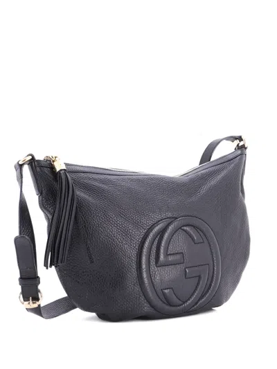 Pre-owned Gucci Soho Messenger Bag Leather Medium Shoulder Bag In Black