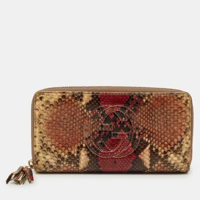 Pre-owned Gucci Soho Multicolor Python Zip Around Wallet