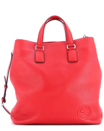 Gucci Soho Open Tote Leather Medium (authentic Pre-loved) In Red