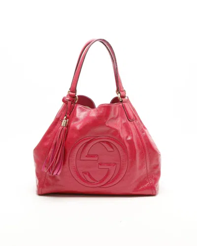 Gucci Soho Patent Fringe Bag In Red